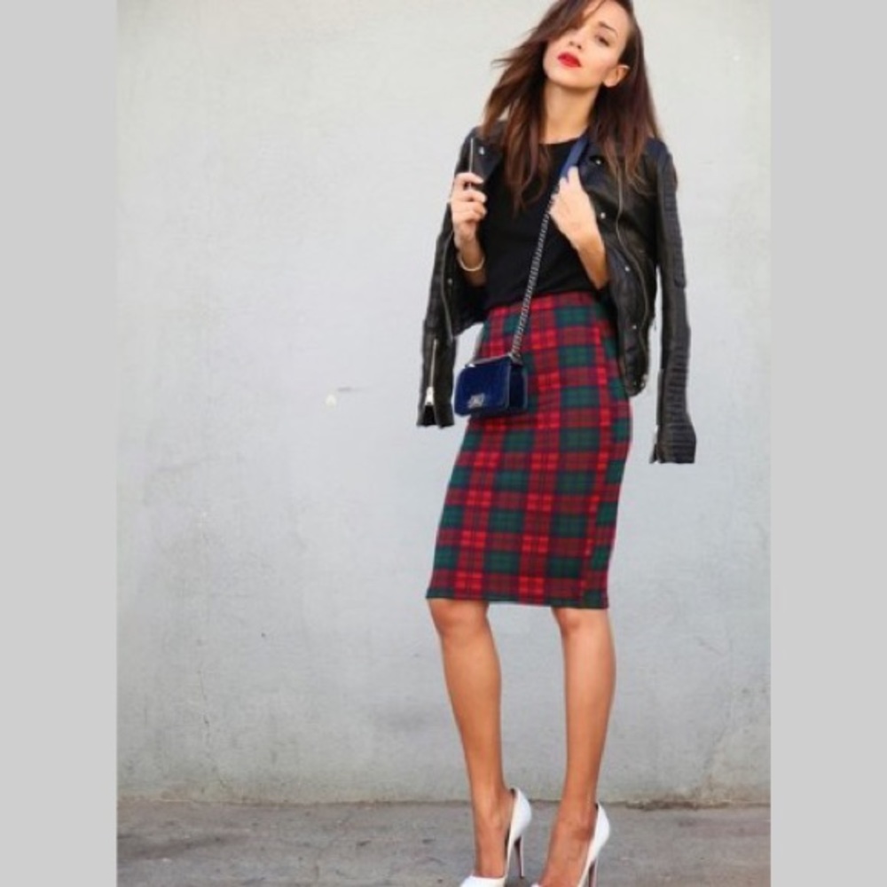 NWT Topshop Tartan Check Pencil Skirt